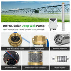 DIFFUL Solar Water Pump Kit, 2 inch 300 W 24 V DC For Off-Grid Living
