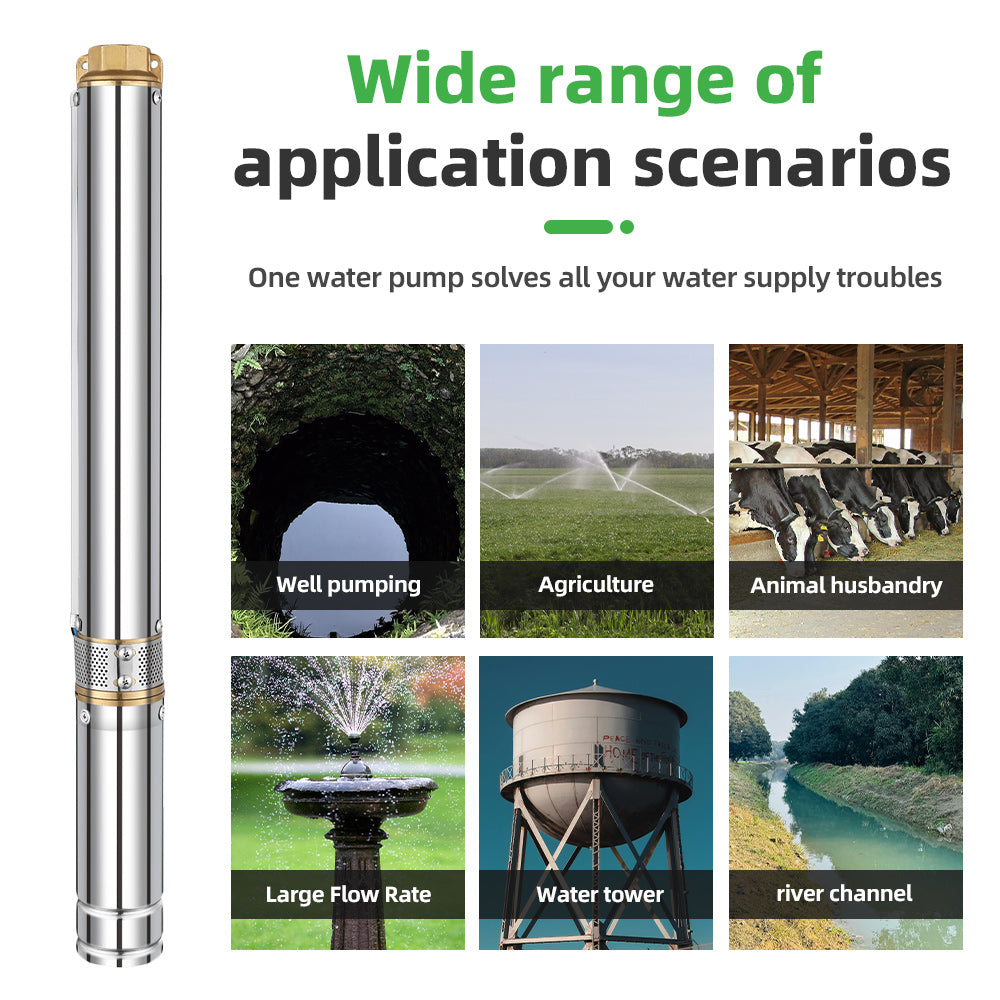 DIFFUL Solar Water Pump Kit, 2 inch 300 W 24 V DC For Off-Grid Living
