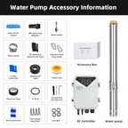 DIFFUL Solar Water Pump Kit, 2 inch 300 W 24 V DC For Off-Grid Living