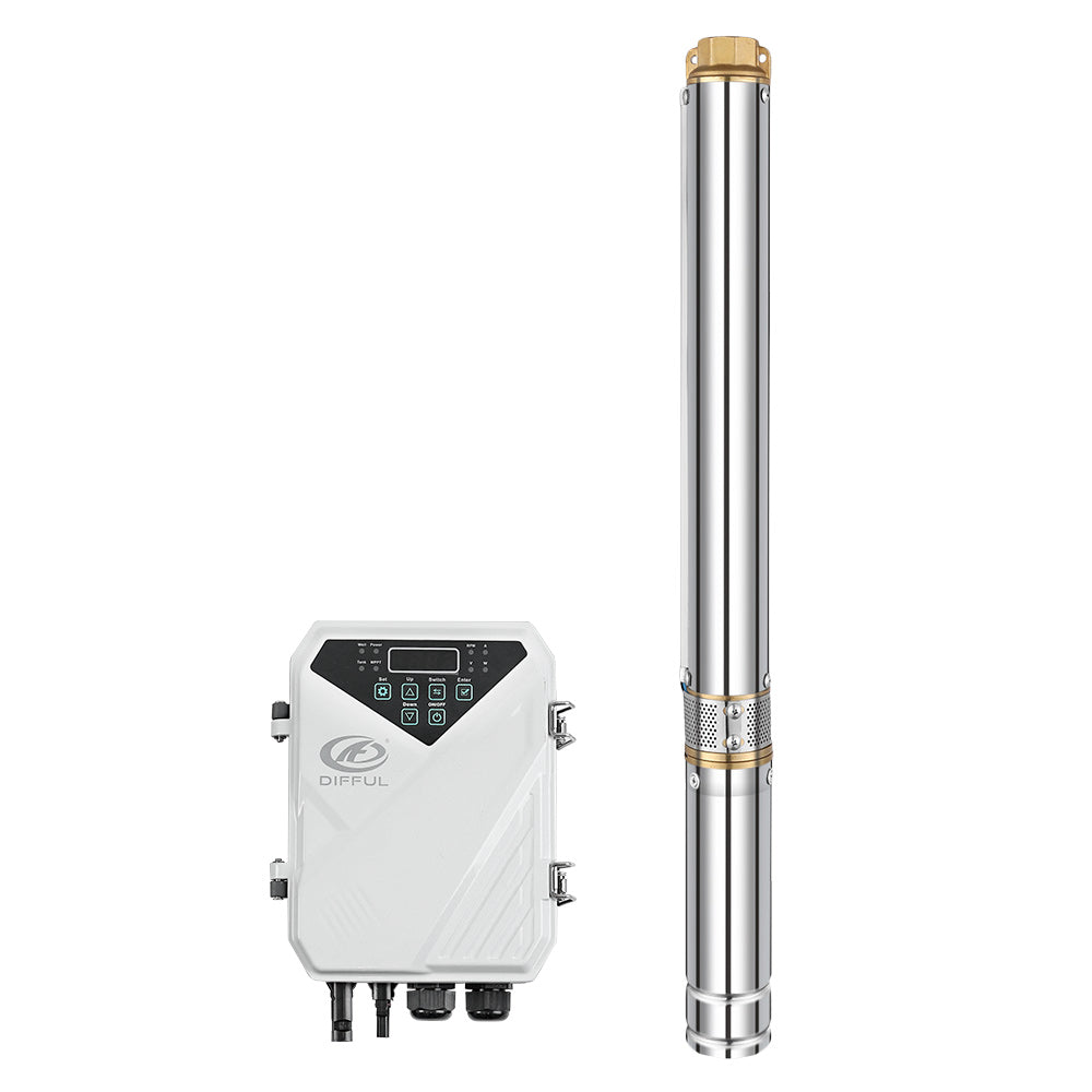 DIFFUL Solar Water Pump Kit, 2 inch 300 W 24 V DC For Off-Grid Living