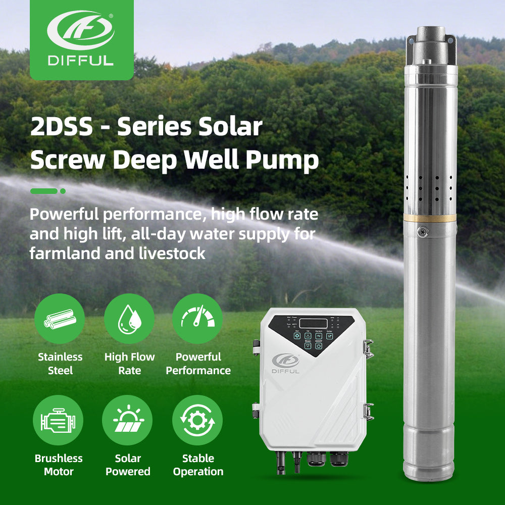 DIFFUL Solar Screw Pump, 2 inch 210 W 36 V DC For Livestock