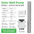 DIFFUL Solar Borehole Pumps, 3 inch 600W 48 V DC For Livestock