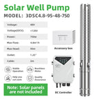 DIFFUL Solar Borehole Pumps, 3 inch 750W 48 V DC For Livestock
