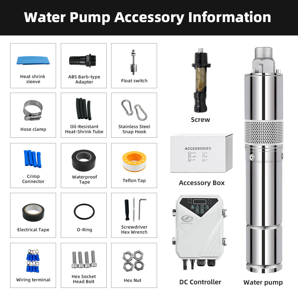 DIFFUL Solar Screw Pump Solutions, 3 inch 750 W 72 V DC For Irrigation