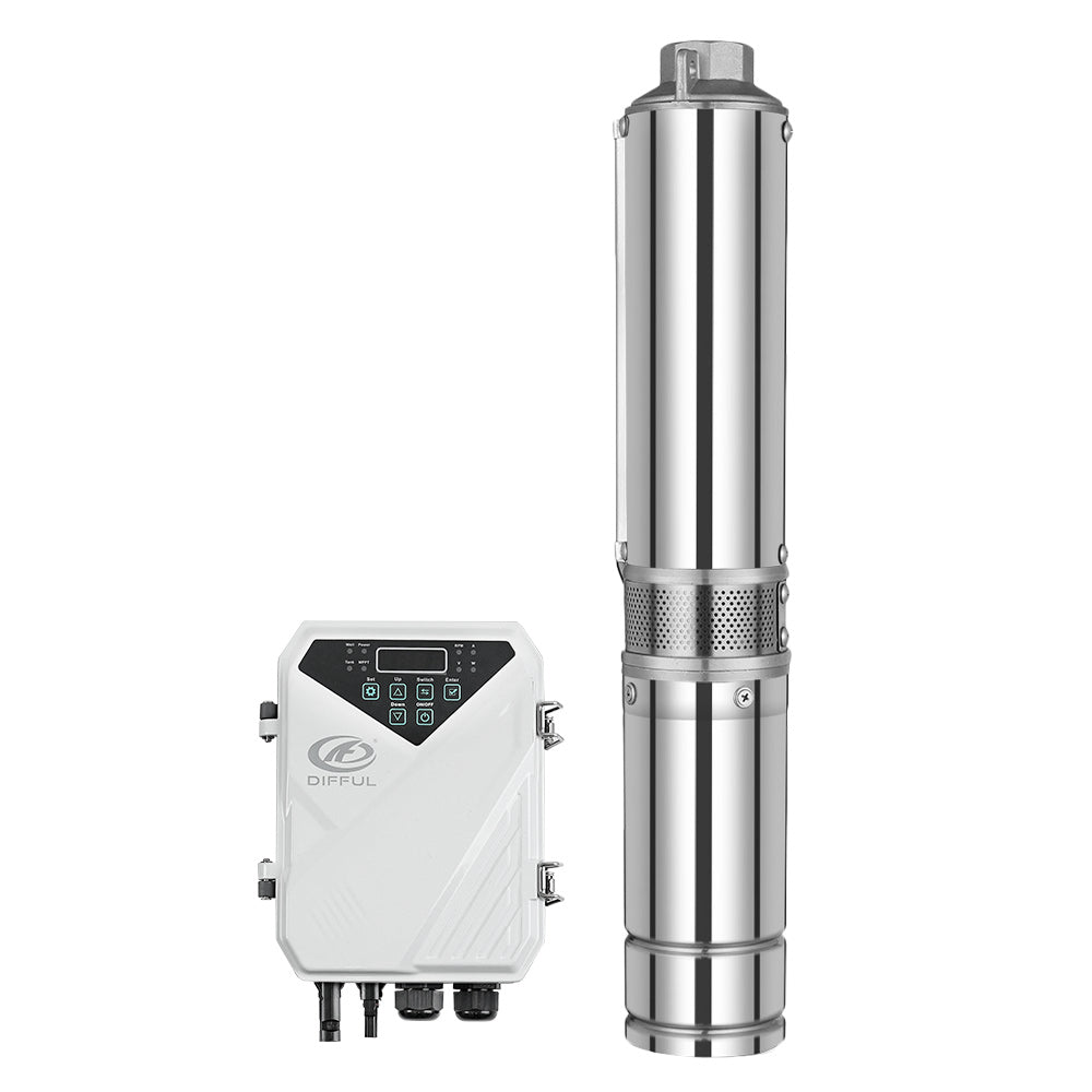DIFFUL Solar Pump For Water Tank, 4 inch 1500W 110 V DC For Sprinklers
