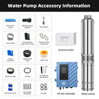 DIFFUL Solar Water Pump, 4 inch 12 M³/H Flow 2200 W 85 V - 280 V AC/DC For Sprinklers