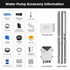 DIFFUL Solar Powered Submersible Water Pumps, 4 inch 400W 48 V DC For Irrigation