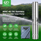DIFFUL Solar Water Pump Solutions, 4 inch 20 M³/H Flow 3000 W 85 V - 280 V AC/DC For Drip Lines
