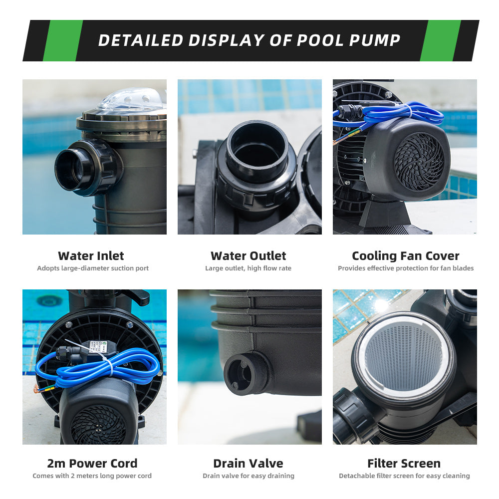 DIFFUL Solar Swimming Pool Pump, 20 M³/H Flow 19 M Head 900 W 72V AC/DC for Filling Ponds