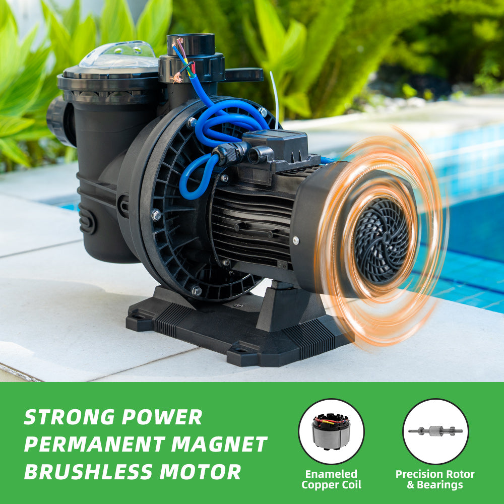 DIFFUL Solar Swimming Pool Pump, 20 M³/H Flow 19 M Head 900 W 72V AC/DC for Filling Ponds